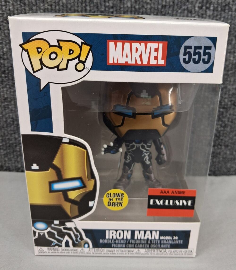 Funko Pop Marvel Iron Man 555 model 39 AAA Anime Exclusive Glows Dark